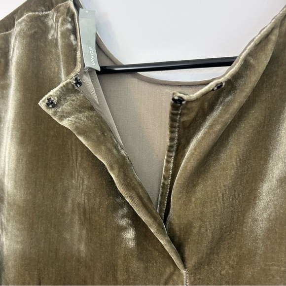 Vince Velvet Tee in Ragweed (Green/Grey) Silk Blend Short Sleeve Size Medium - Picture 10 of 13